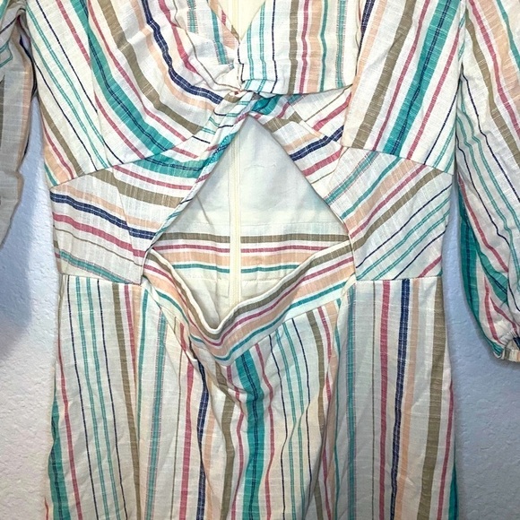 Parker Cottage-core Maxi Dress Striped Open Front sz Small - Picture 5 of 8